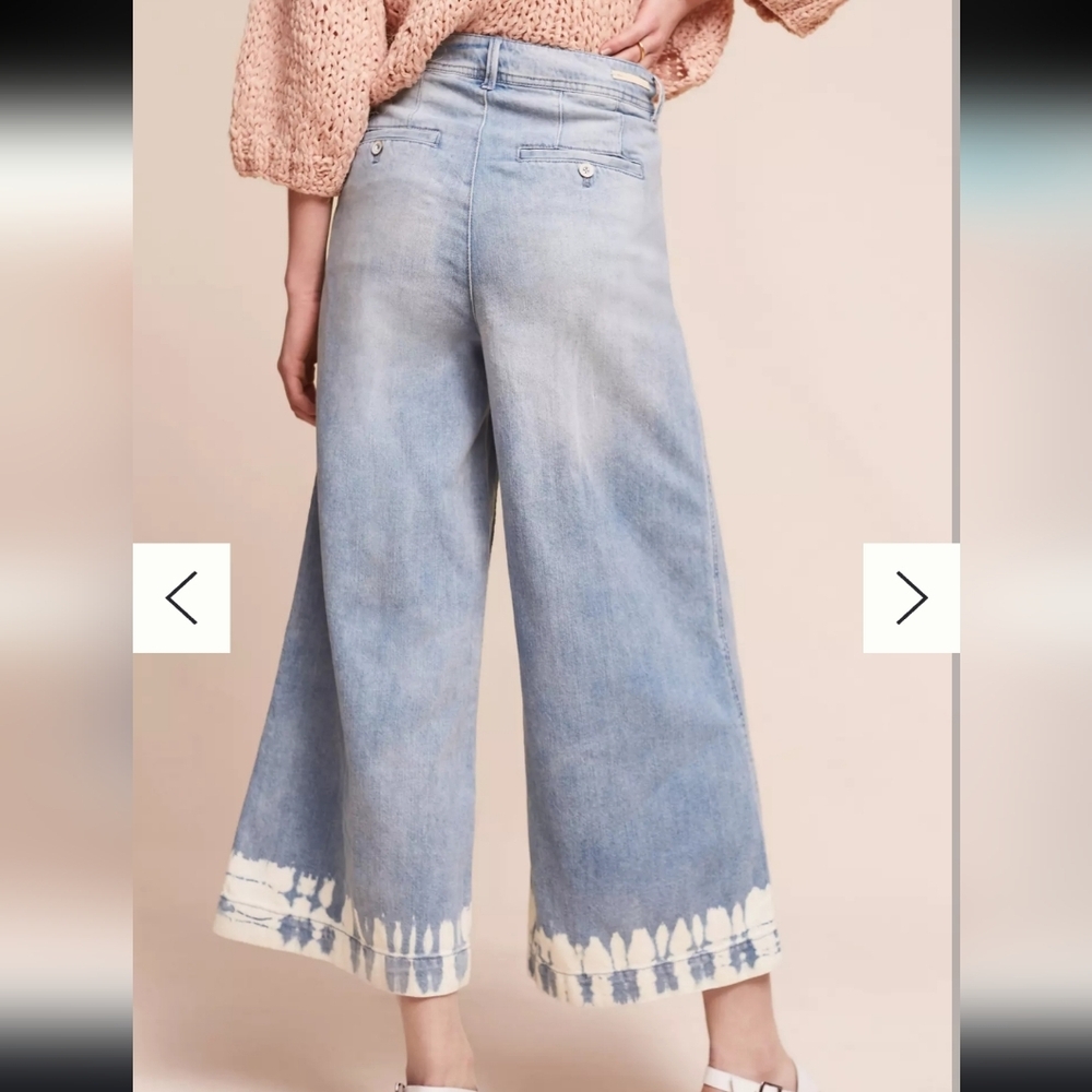Pilco Ultra High Rise Wide Leg Bleached Hem Jeans Size 27 Anthropologie - Picture 2 of 14